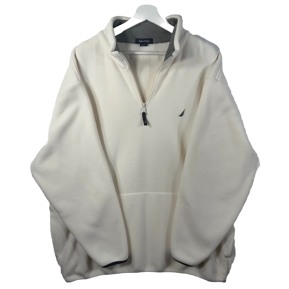 Nautica Mens XXL Fleece Pullover Nautical Preppy Casual 1/4 Zip Mock Neck